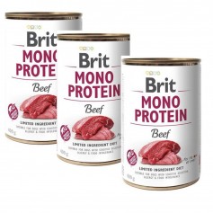 3 единицы х Влажный корм для собак  Brit (Брит) Mono Protein (Моно Протеин) Dog 400 г с говядиной (консерва)