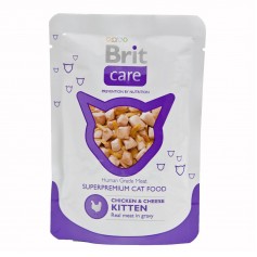 Влажный корм для котят Brit Care Cat pouch 80 г с курицей и сыром (пауч)