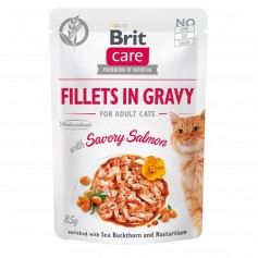 Вологий корм для котів Brit Care Cat pouch філе лосося в соусі 85 г