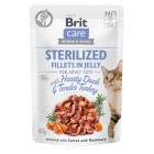 Вологий корм для кастрованих котів Brit Care Adult Sterilised Hearty Duck & Tender Turkey 85 г (качка і індичка в желе)