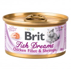  Вологий корм для котів Brit Fish Dreams 80 г з курячим філе і креветки