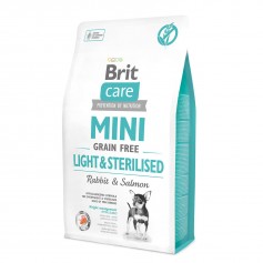 Сухий гіпоалергенний корм для стерилізованих собак міні порід Brit Care (Брит Кеа) GF Mini Light & Sterilised 2 кг з лососем і кроликом
