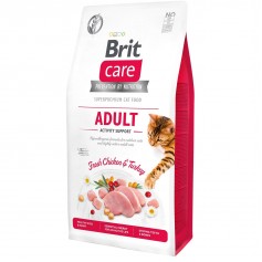 Сухий гіпоалергенний корм для активних і вуличних котів Brit Care Cat (Брит Кеа) GF Adult Activity Support, 7 кг з м'ясом курки та індички