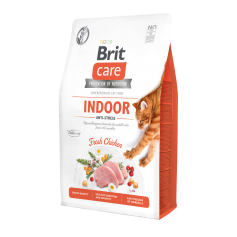 Сухий гіпоалергенний корм для котів живуть в приміщенні Brit Care (Брит Кеа) Cat GF Indoor Anti-stress (антистрес) 2 кг з м'ясом курки