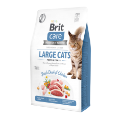 Сухой гипоаллергенный корм для крупных пород котов Brit Care (Брит Кеа) Cat GF Large cats Power & Vitality 2 кг с уткой и курицей