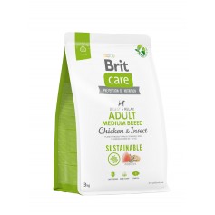 Корм для собак средних пород Brit Care Dog Sustainable Adult Medium Breed Chicken & Insect с курицей и насекомыми, 3 кг