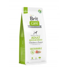 Корм для собак средних пород Brit Care Dog Sustainable Adult Medium Breed Chicken & Insect с курицей и насекомыми, 12 кг