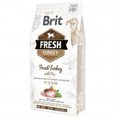 Сухой гипоаллергенный корм для собак с избыточным весом Brit Fresh (Брит Фреш) Turkey&Pea Light Fit & Slim Adult 2,5 кг со свежей  индейкой и горошком