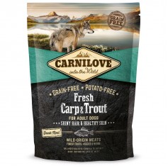 Сухий корм холістік для дорослих собак Carnilove Fresh (Карнілав Фреш) Carp & Trout for Adult dogs 1,5 кг зі свіжим м'ясом коропа і форелі