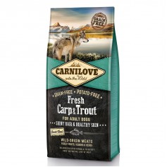 Сухий корм холістік для дорослих собак Carnilove Fresh (Карнілав Фреш) Carp & Trout for Adult dogs 12 кг зі свіжим м'ясом коропа і форелі