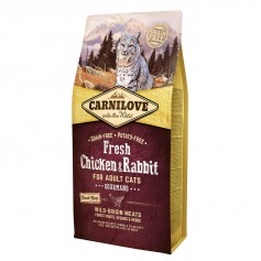 Сухий корм холістік для дорослих кішок Carnilove Fresh (Карнілав Фреш) Chicken & Rabbit for Adult cats 6 кг зі свіжим м'ясом курки і кролика