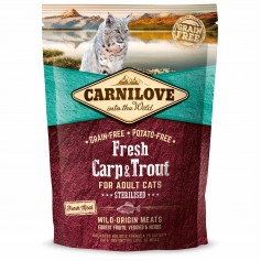 Сухий корм холістік для стерилізованих кішок Carnilove Fresh (Карнілав Фреш) Carp & Trout Sterilised for Adult cats 400 г зі свіжим м'ясом коропа і форелі