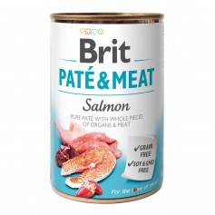 Влажный корм для собак Brit (Брит) Pate & Meat (Пате) Dog  400 г с лососем (консерва)