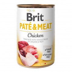 Влажный корм для собак Brit (Брит) Pate & Meat (Пате) Dog 400 г с курицей (консерва)