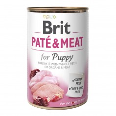 Влажный корм для щенков Brit (Брит) Pate & Meat (Пате) Puppy 400 г с курицей и индейкой (консерва)