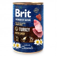 Влажный корм для щенков и юниоров Brit Premium (Брит Премиум) by Nature 400 г индюшатина с индюшиной печенью (консерва)