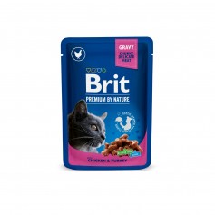  Вологий корм для котів Brit Premium Cat pouch 100 г з куркою та індичкою (пауч)