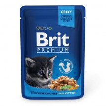  Вологий корм для кошенят Brit Premium Cat pouch 100 г з куркою (пауч)