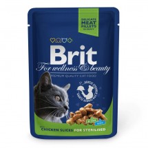 Вологий корм для стерелізованих котів Brit Premium Cat pouch 100 г з куркою (пауч)
