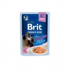 Корм вологий Brit Premium Delicate Fillets in Gravy Salmon For Sterilised для стерилізованих котів філе в соусі лосось 85 г