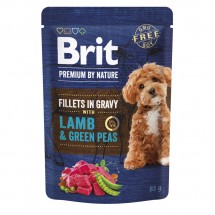 Корм влажный Brit Premium Fillets in Gravy Lamb & Green Peas для собак малых пород филе в соусе ягненка и зеленый горошек 85 г