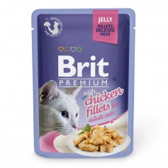 Вологий корм для котів Brit Premium (Брит Преміум) Cat pouch 85 г філе курки в желе (пауч)