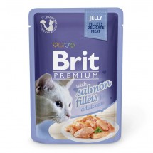 Вологий корм для котів Brit Premium (Брит Преміум) Cat pouch 85 г філе лосося в желе (пауч)