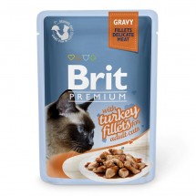 Вологий корм для котів Brit Premium (Брит Преміум) Cat pouch 85 г філе індички в соусі (пауч)