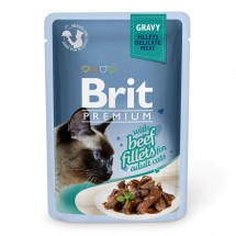 Влажный корм для котов Brit Premium Cat (Брит Премиум) pouch 85 г филе говядины в соусе (Пауч)