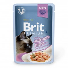  Вологий корм для стерилізованих котів Brit Premium (Брит Преміум) Cat pouch 85 г філе лосося в соусі (пауч)