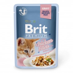 Влажный корм для котят Brit Premium (Брит Премиум) Cat pouch 85 г филе курицы в соусе (пауч)