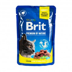 Влажный корм Brit Premium Cat pouch для стерилизованных кошек, ягнятина, 100 г