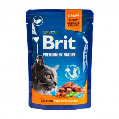 Влажный корм Brit Premium Cat pouch для стерилизованных кошек, лосось, 100 г