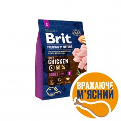 Сухой корм для собак мелких пород весом до 10 кг Brit Premium (Брит Премиум) Dog Adult S 3 кг с курицей