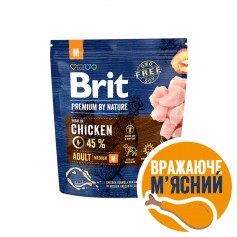 Сухой корм для собак средних пород весом от 10 до 25 кг Brit Premium (Брит Премиум) Dog Adult M 1 кг с курицей