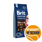 Сухой корм для собак с избыточным весом Brit Premium (Брит Премиум)  Dog Light  15 кг с индейкой