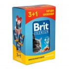 Набор паучей "3+1" для кошек Brit Premium Cat pouch с лососем и форелью, 4 х 100г