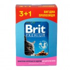 Набір паучів "3+1" для котів Brit Premium Cat pouch Chicken & Turkey з куркою та індичкою, 4х100г