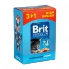 Набір паучів "3+1" для кошенят Brit Premium Cat pouch Chicken Chunks for Kitten з куркою, 4х100 г