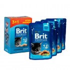 Набір паучів "3+1" для кошенят Brit Premium Cat pouch Chicken Chunks for Kitten з куркою, 4х100 г