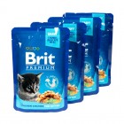 Набір паучів "3+1" для кошенят Brit Premium Cat pouch Chicken Chunks for Kitten з куркою, 4х100 г