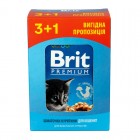 Набір паучів "3+1" для кошенят Brit Premium Cat pouch Chicken Chunks for Kitten з куркою, 4х100 г