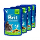 Набір паучів "3+1" для стерилізованих котів Brit Premium Cat pouch Chicken Slices for Sterilised з куркою, 4х100 г