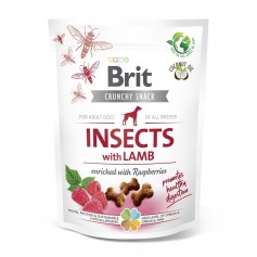 Ласощі для собак Brit Care Dog Crunchy Cracker Insects with Lamb для травлення, комахи, ягня і малина, 200 г